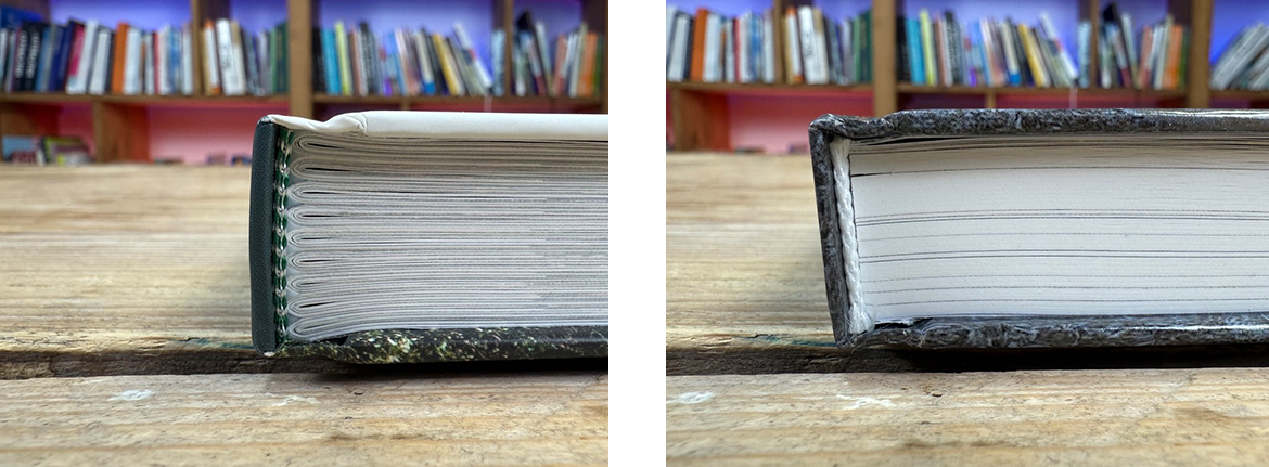 assemblage cousu et collé - livre relié